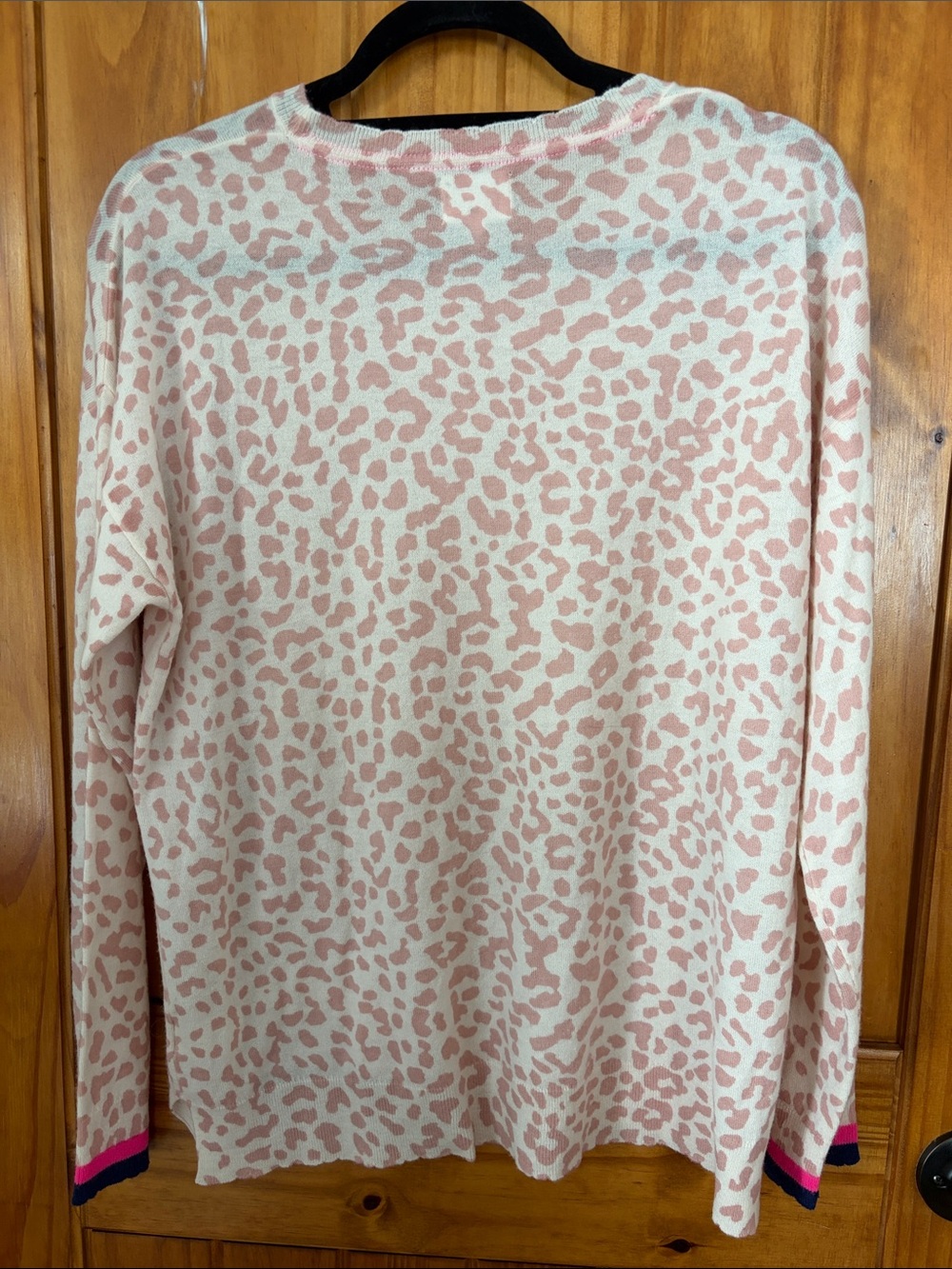 Sundry Pink Cream animal print Leopard wool cashmere blend pullover sweater 2/M - Picture 2 of 7